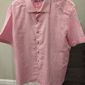 Robert Graham Light Pink Casual Button Down  Linen Cotton Shirt